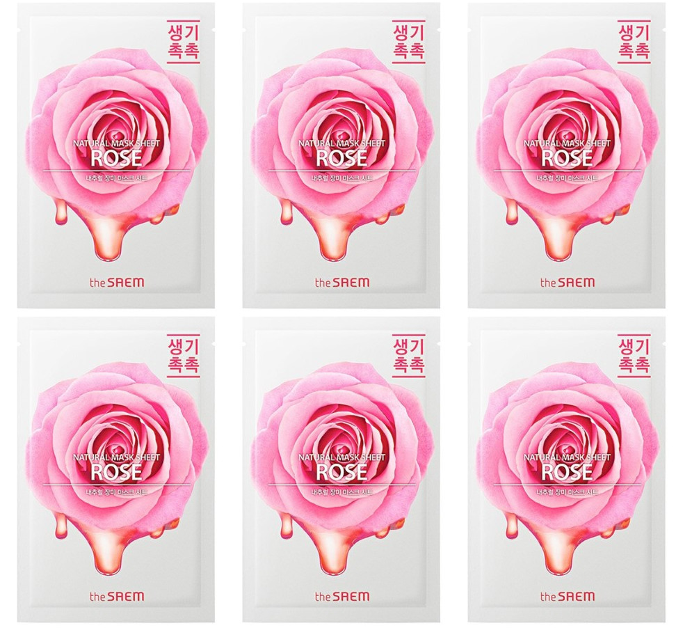 

Маска на тканевой основе THE SAEM natural rose mask sheet 21мл 6шт, 8806164158975