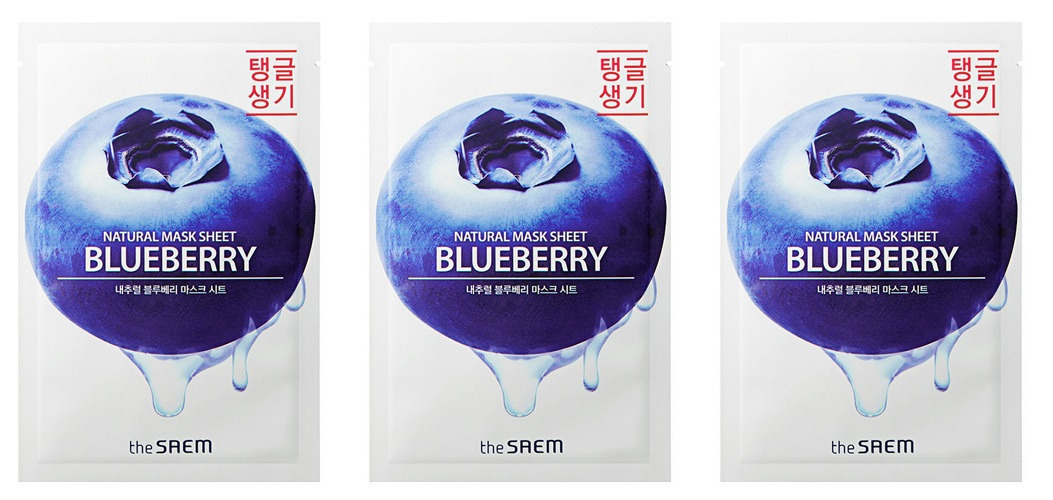 

Маска на тканевой основе The Saem Natural Blueberry 21 мл 3 шт, 8806164158906