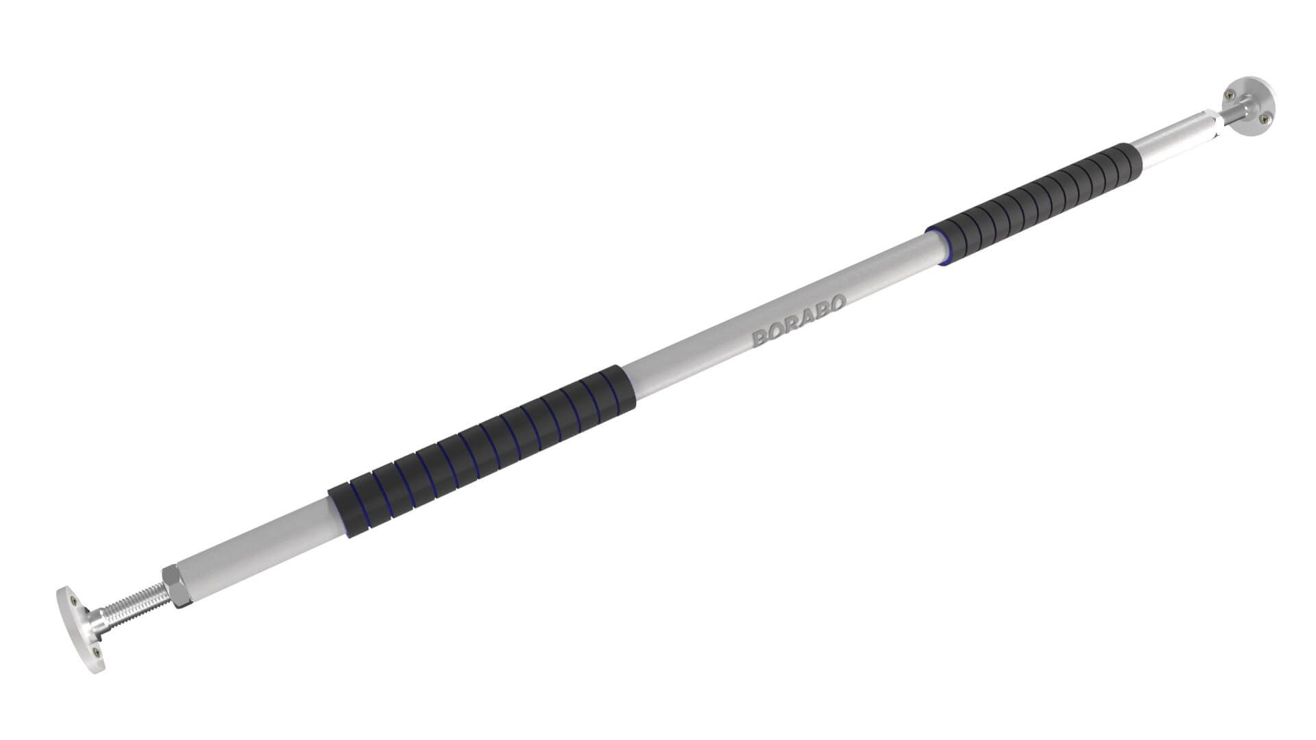 Турник распорный Borabo Comfort в проем 140-155 см неопреновые ручки, черный-белый