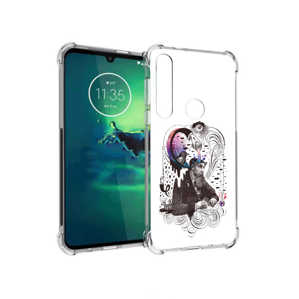 

Чехол MyPads Tocco для Motorola Moto G8 Plus абстракция думающий мужчина, Прозрачный, Tocco