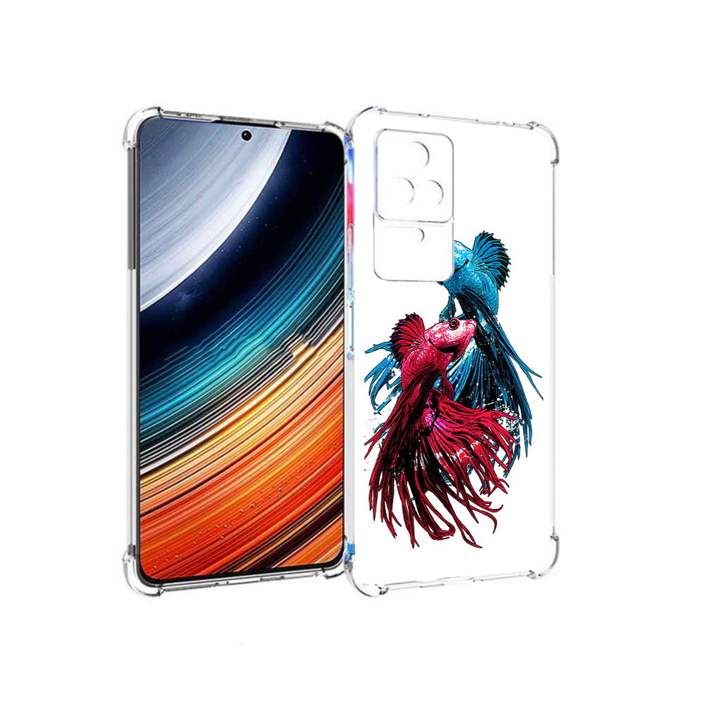 

Чехол MyPads рыбы петушки для Xiaomi Redmi K40S/Poco F4, Прозрачный, Tocco