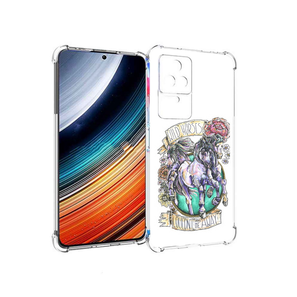 

Чехол MyPads рисунок коней в цветах для Xiaomi Redmi K40S/Poco F4, Прозрачный, Tocco