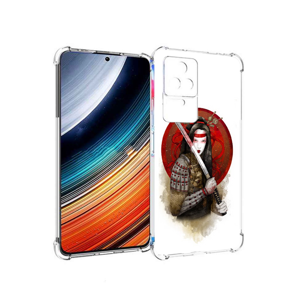 

Чехол MyPads рисованная девушка с катаной для Xiaomi Redmi K40S/Poco F4, Прозрачный, Tocco