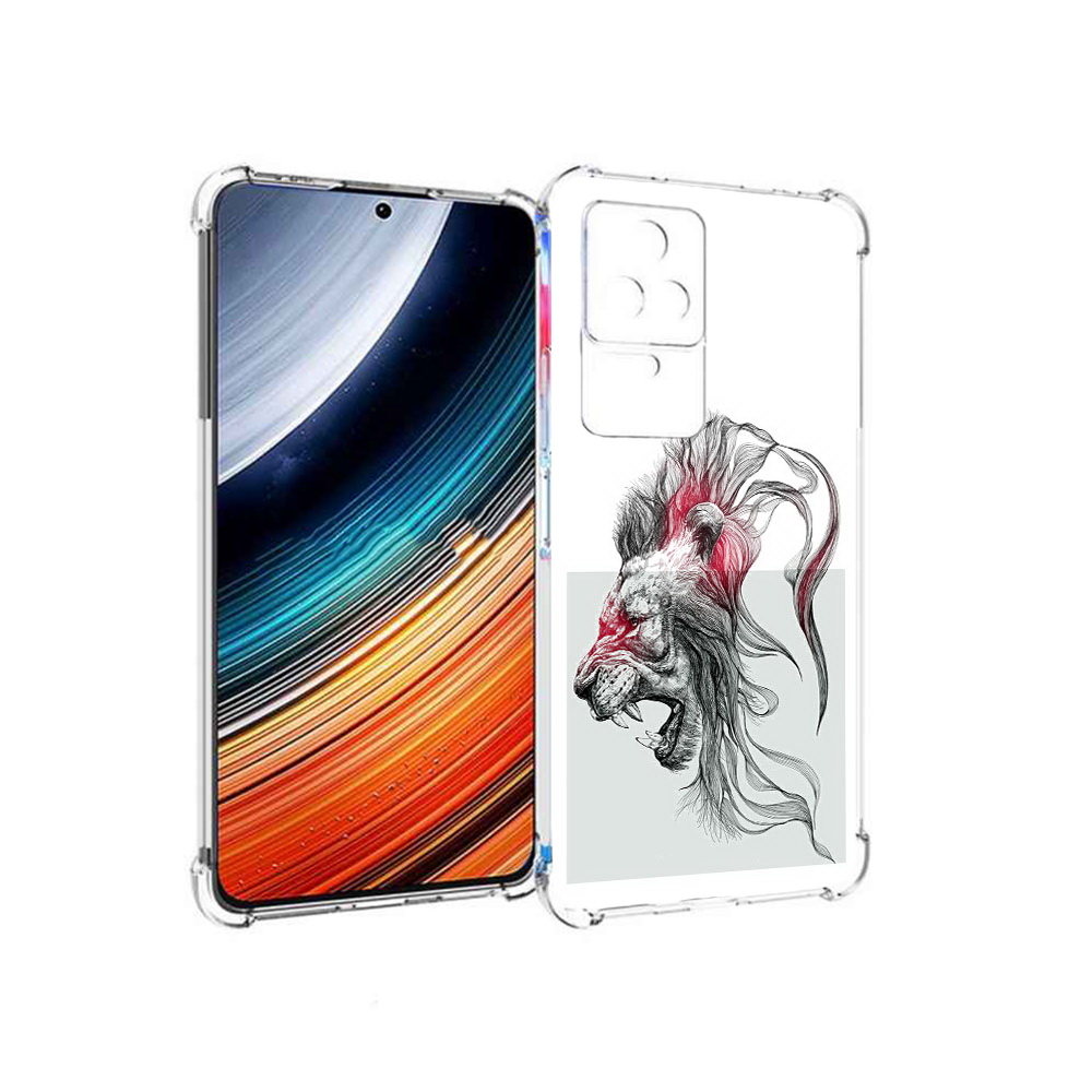 

Чехол MyPads разъяренный лев для Xiaomi Redmi K40S/Poco F4, Прозрачный, Tocco