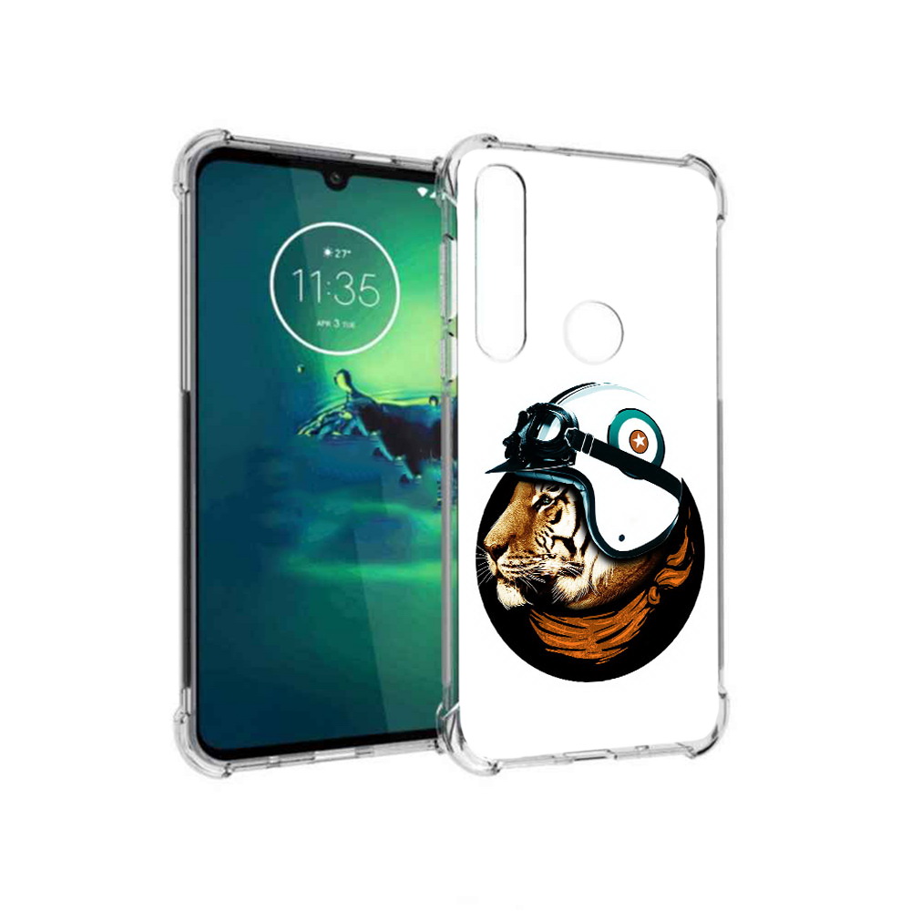 

Чехол MyPads Tocco для Motorola Moto G8 Plus Тигр в шлеме (PT227062.344.171), Прозрачный, Tocco