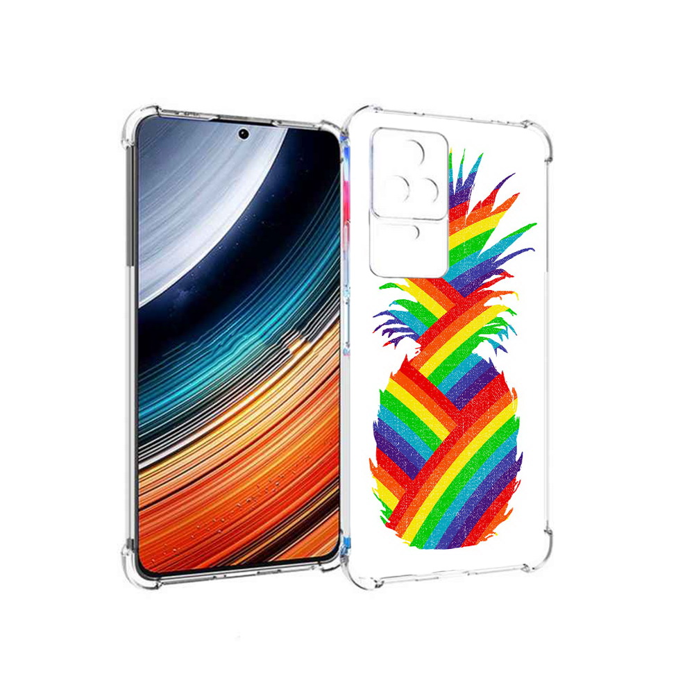 

Чехол MyPads радужный ананас для Xiaomi Redmi K40S/Poco F4, Прозрачный, Tocco