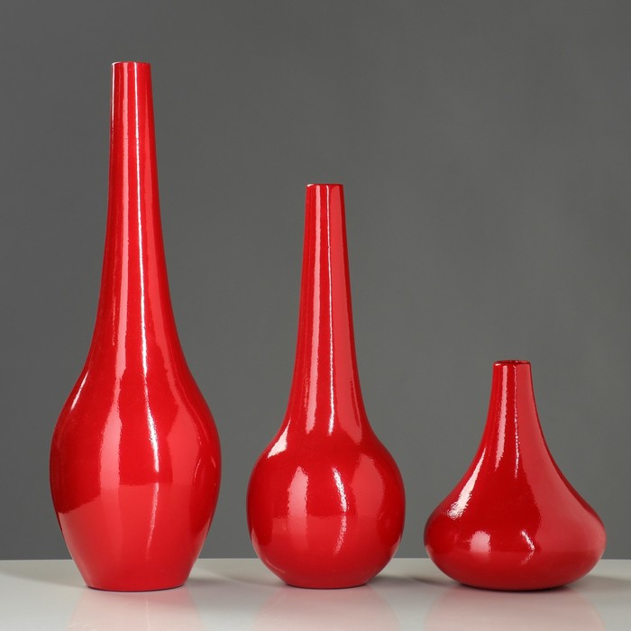 фото Набор ваз "мирта", цвет красный, 48.5/38.5/ 21.5 см керамика ручной работы