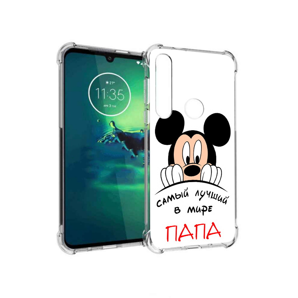 

Чехол MyPads Tocco для Motorola Moto G8 Plus Самай лучший папа Микки Маус, Прозрачный, Tocco
