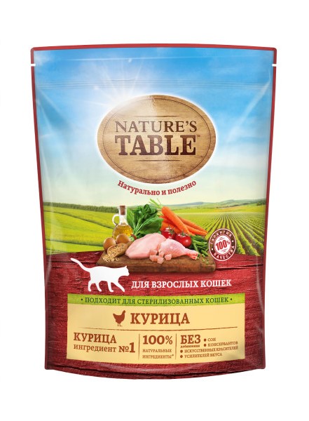 Сухой корм для кошек Nature's Table, курица, 0,65кг