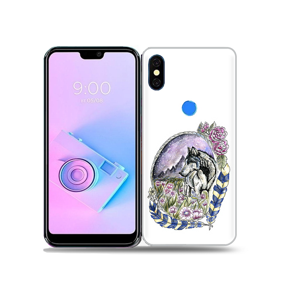 

Чехол MyPads Tocco для BQ 5731L нарисованный волк в цветах с перьями, Прозрачный, Tocco