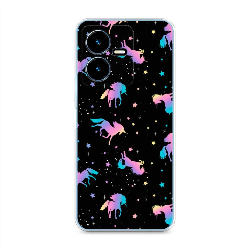 

Чехол для Vivo Y22 "Единороги градиент", Черный;розовый;голубой, 267550-1