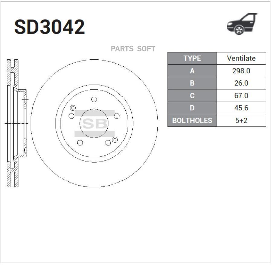 

Диск тормозной Sangsin SD3042