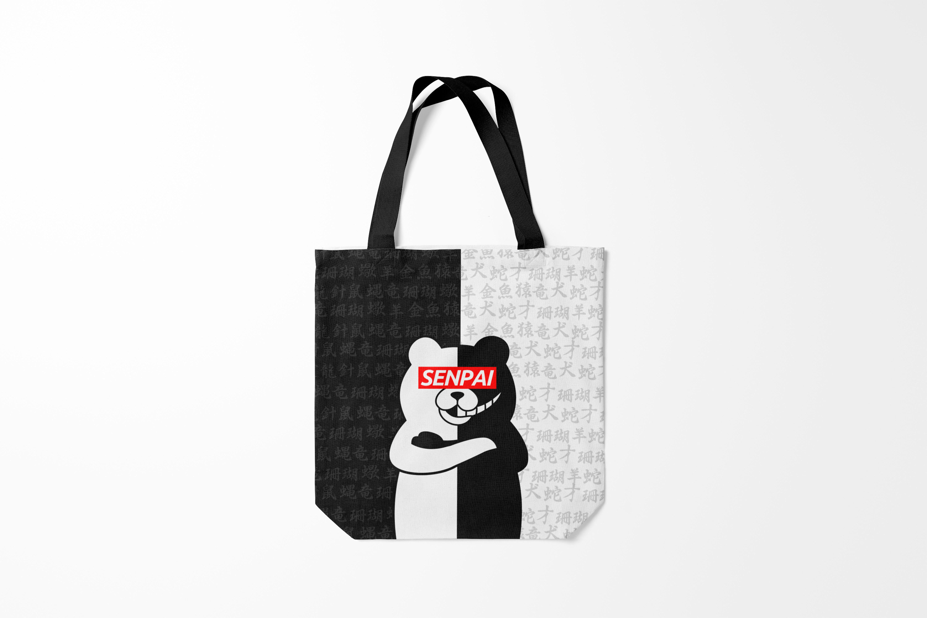 

Сумка шoппер унисекс Burnettie Danganronpa monokuma senpai, черный; белый, Danganronpa monokuma senpai