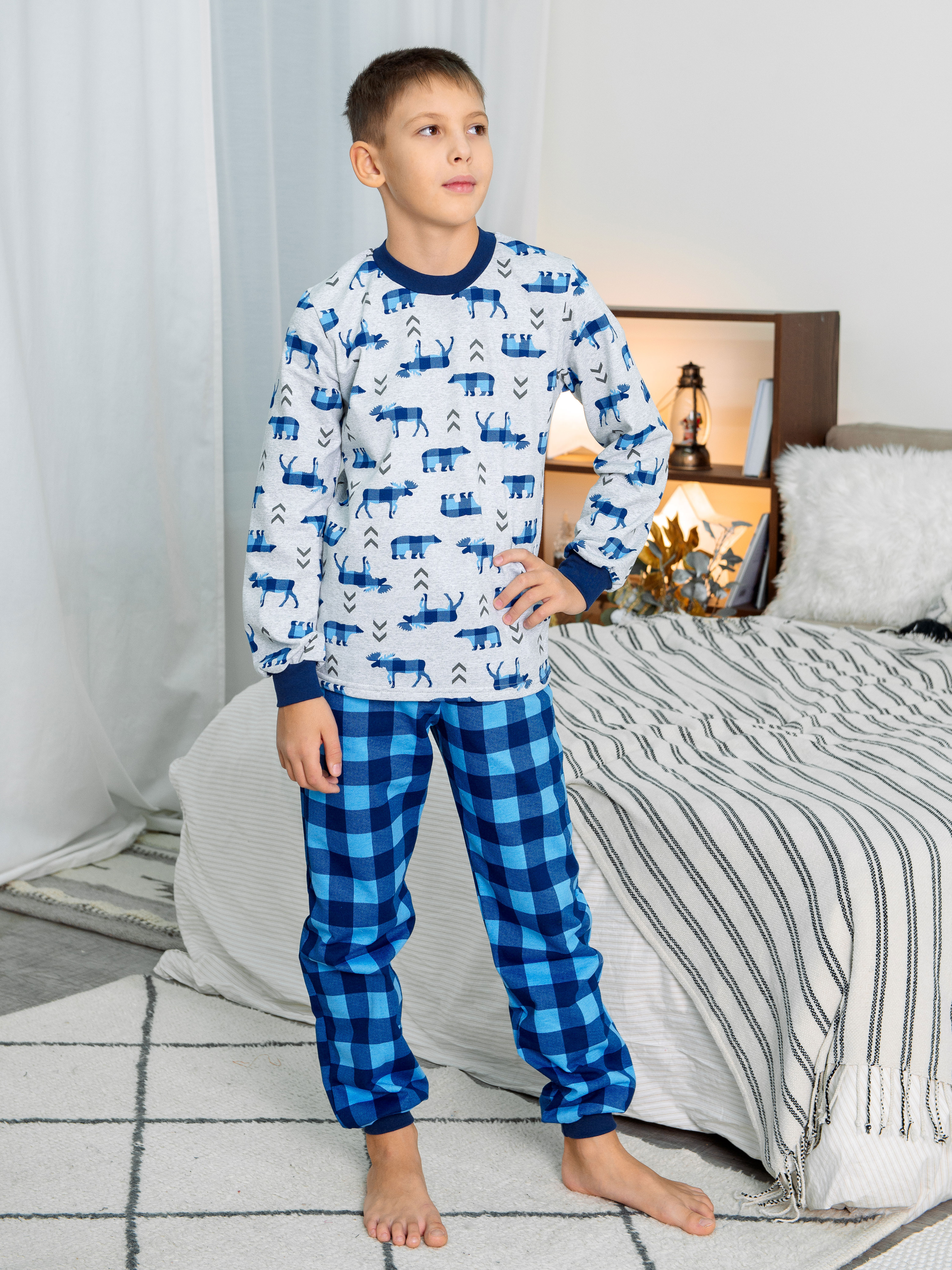 Пижама детская LIDEKO kids М70-16 цв. синий; серый р. 164