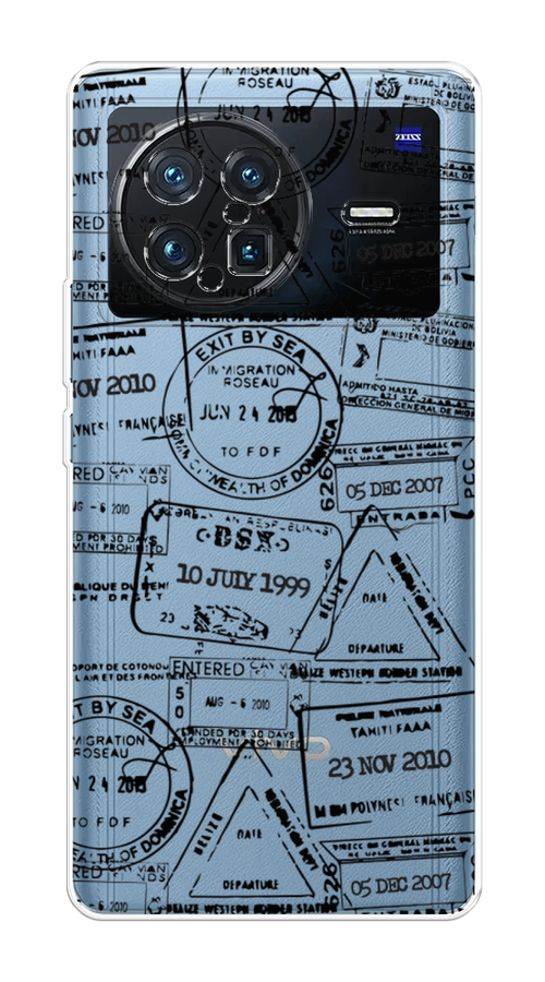 

Чехол на Vivo X Note "Visa stamps 2", Белый;черный;серый, 266950-2