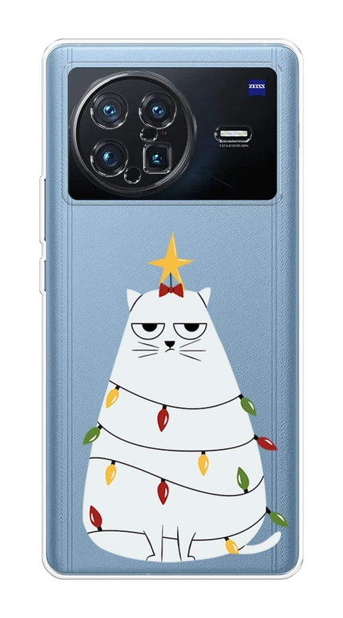 

Чехол на Vivo X Note "Котик в гирлянде", Белый;красный;желтый, 266950-1