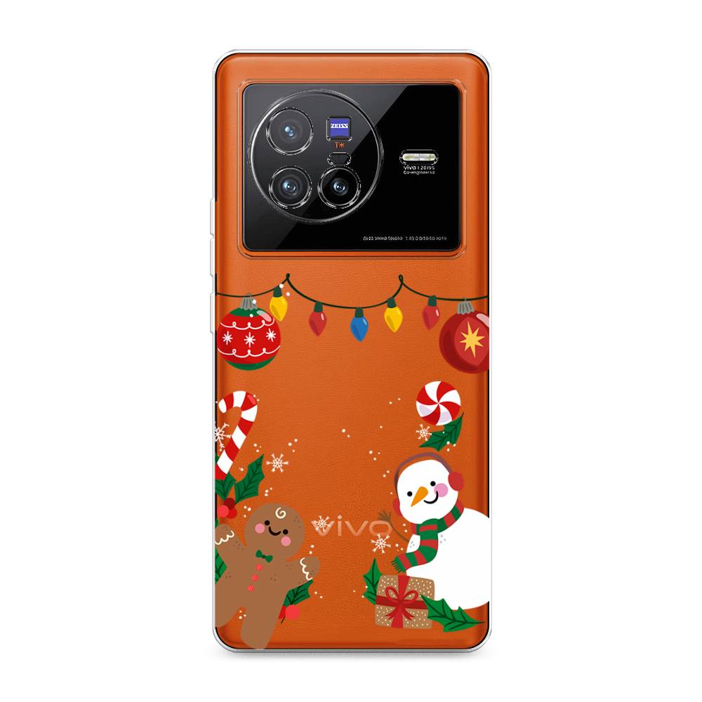 

Чехол на Vivo X80 "Новогоднее настроение", Коричневый;красный;зеленый, 266550-5