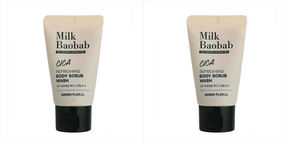 Гель-скраб для душа MILK BAOBAB cica body scrub wash travel edition 30мл 2шт