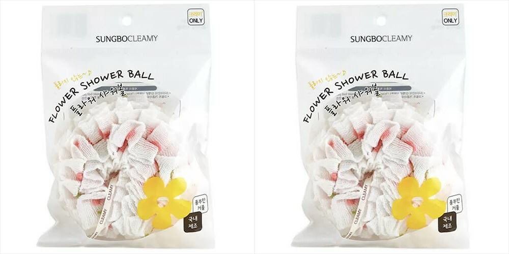 мочалка для тела sungbo cleamy flower shower ball Мочалка для душа Sungbo Cleamy Clean&Beauty Flower Shower Ball 2 шт