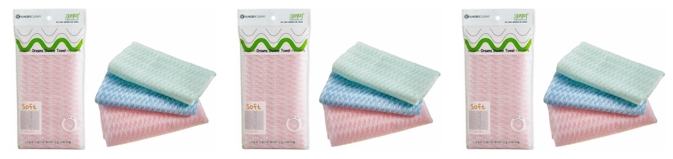 Мочалка Sungbo Cleamy bubble shower towel 28х100 3шт мочалка для тела sungbo cleamy heart shower towel