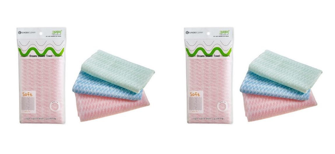 Мочалка Sungbo Cleamy bubble shower towel 28х100 2шт мочалка для тела sungbo cleamy heart shower towel