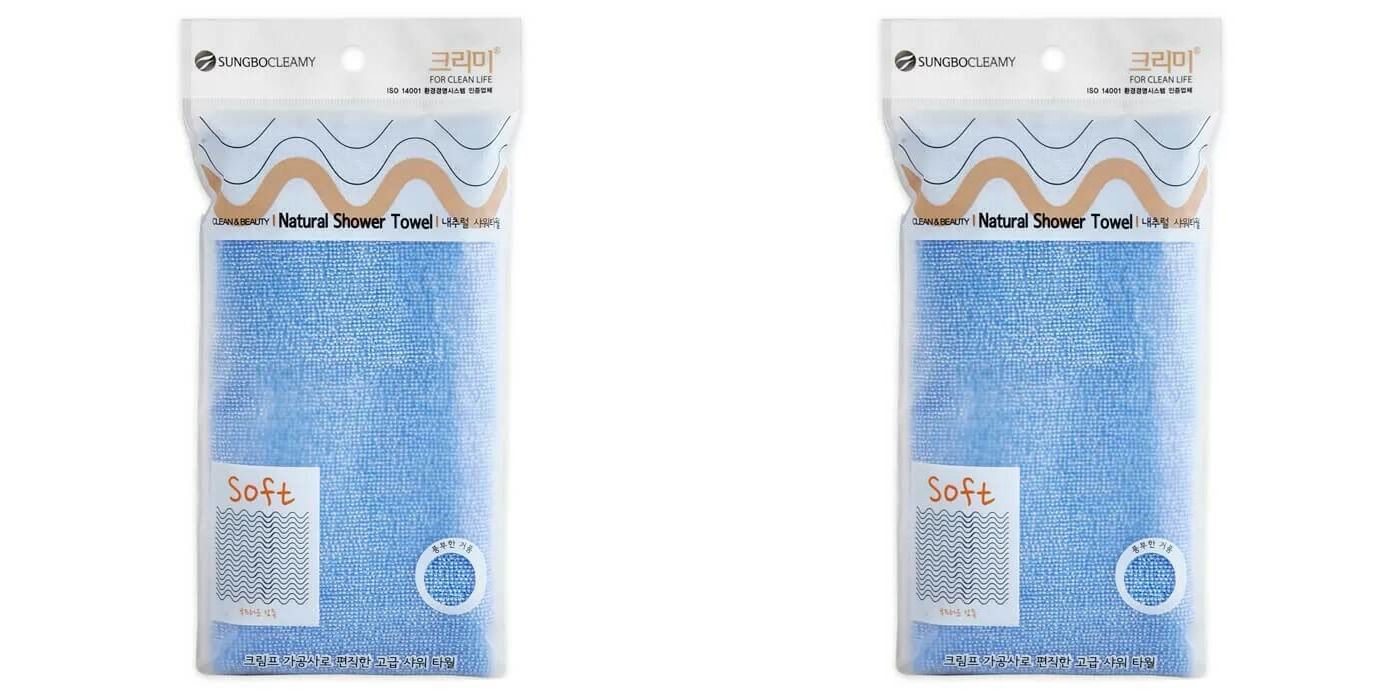 Мочалка Sungbo Cleamy для душа clean&beauty natural shower towel 26х100 см 2шт