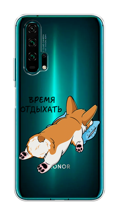 

Чехол на Honor 20 Pro "Корги отдыхает", Черный;коричневый;голубой, 69350-1