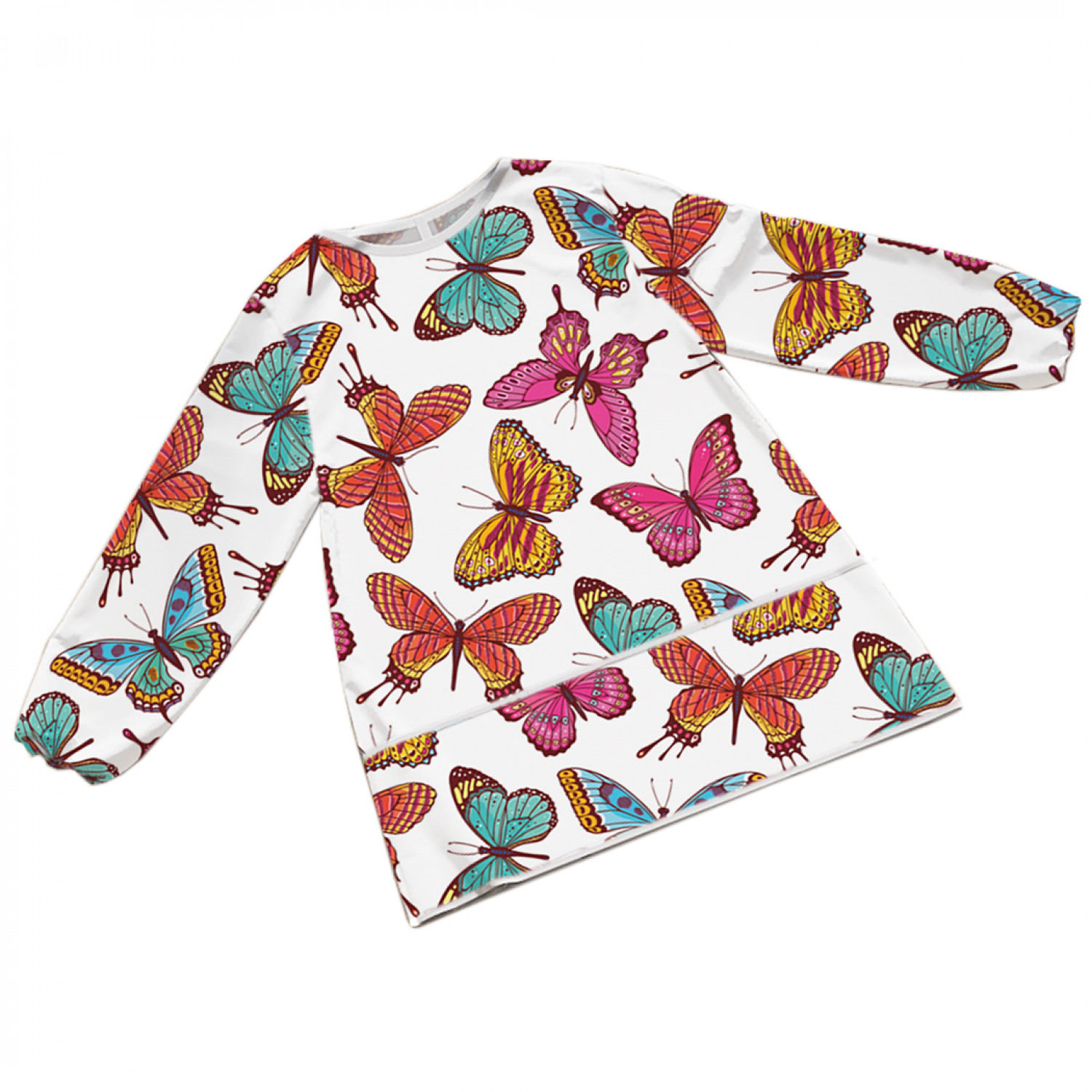 Фартук детский JoyArty Полет красочных бабочек с рукавами от 5 до 7 лет
