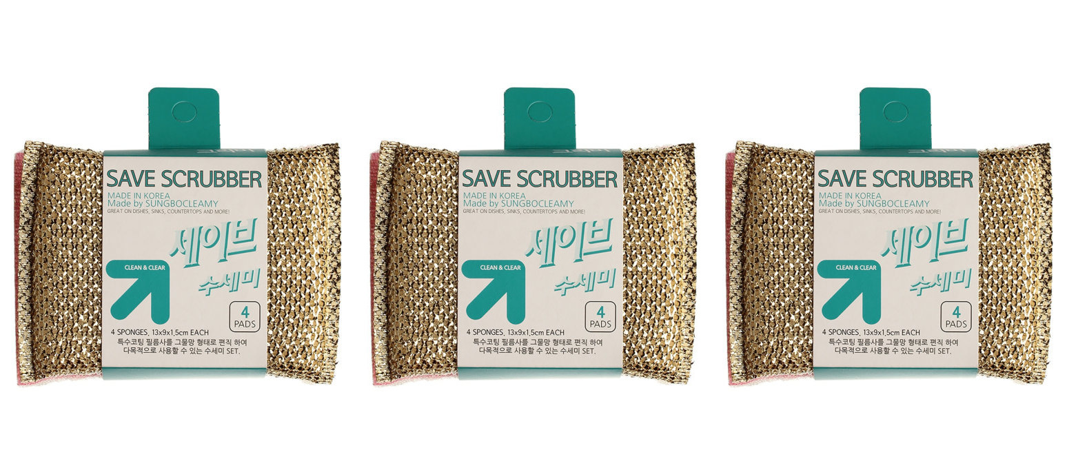 

Губка-скраббер Sungbo Cleamy save scrubber 3шт, Золотистый, 8802569100939