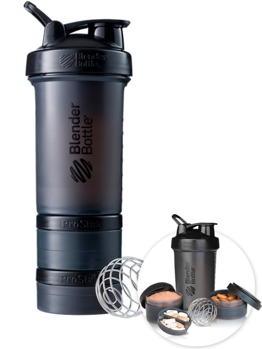 Шейкер с контейнерами и таблетницей BlenderBottle ProStak Full Color 624 мл black