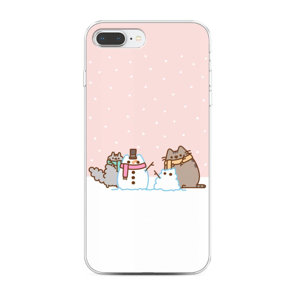 

Чехол на Apple iPhone 8 Plus "Котики в снегу", Розовый;белый;серый, 10950-5