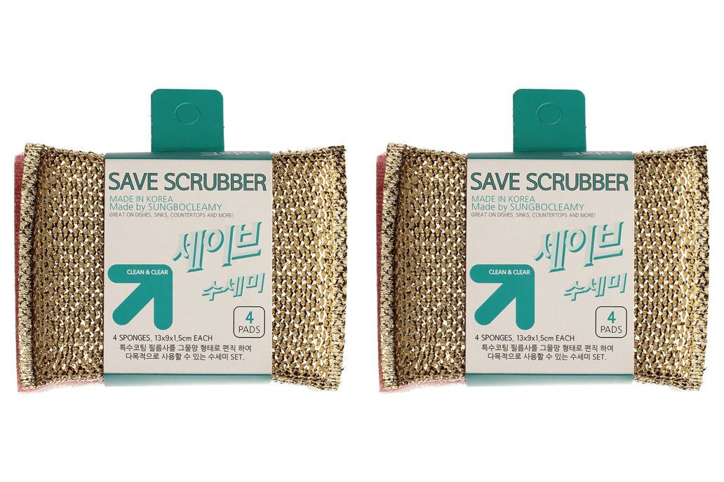 

Губка-скраббер Sungbo Cleamy save scrubber 2шт, Золотистый, 8802569100939