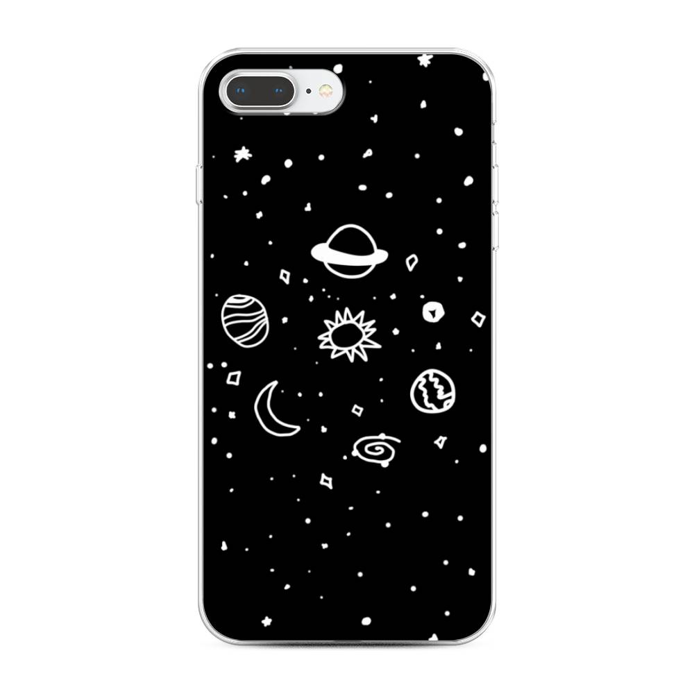 

Чехол на Apple iPhone 8 Plus "Дудл солнечной системы", Бежевый;серый, 10950-2