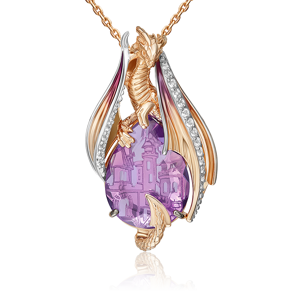 

Бегунок из золота PLATINA jewelry 03-3499-00-225-1110, топаз/аметист/эмаль, 03-3499-00-225-1110