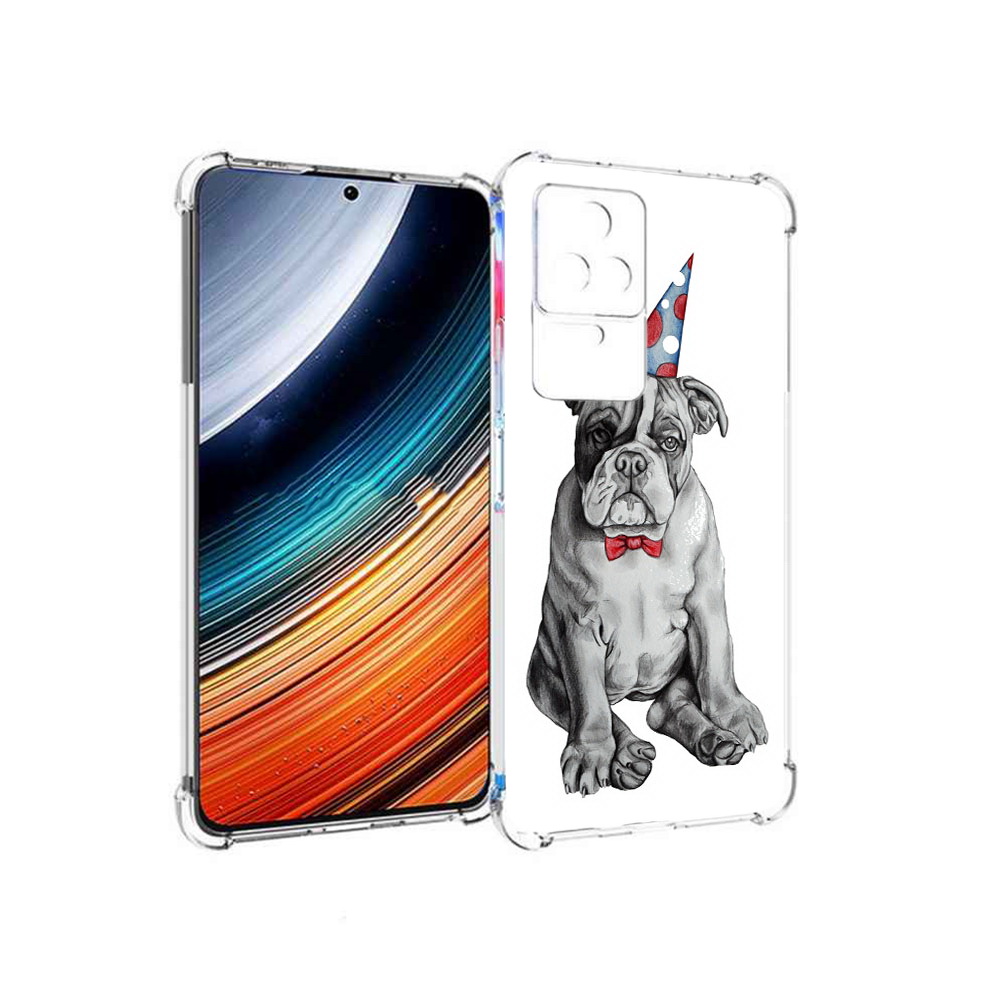 

Чехол MyPads праздничный щенок для Xiaomi Redmi K40S/Poco F4, Прозрачный, Tocco