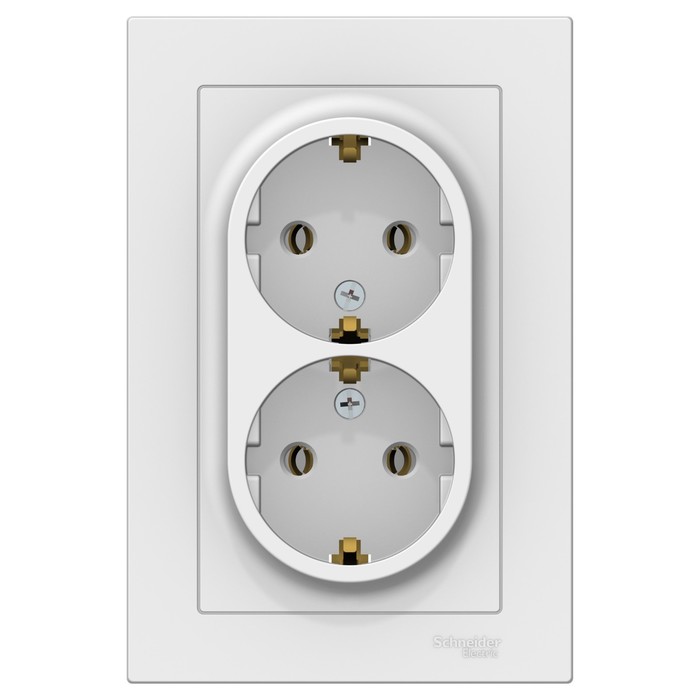 

Розетка двойная SE ATLASDESIGN, 16 А, 250 В, встраив., с з/к, шторки, IP20, белая, ATN0001