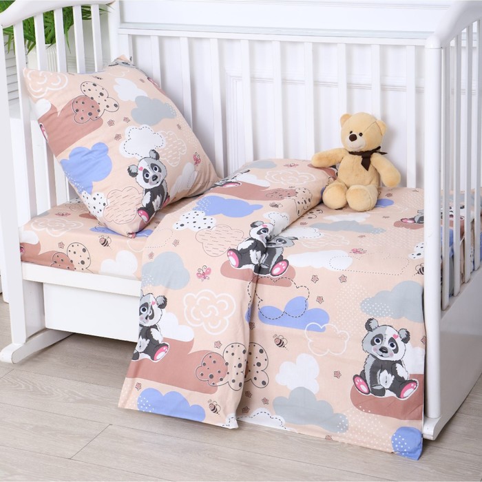 

Постельное бельё BABY 9485544, Панда, бязь, бежевый