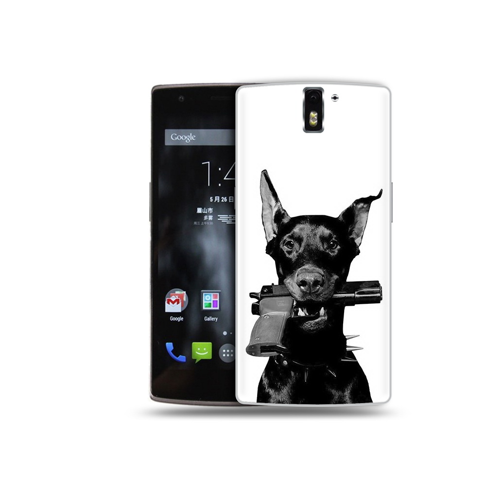 

Чехол MyPads Tocco для OnePlus One доберман с пистолетом, Прозрачный, Tocco