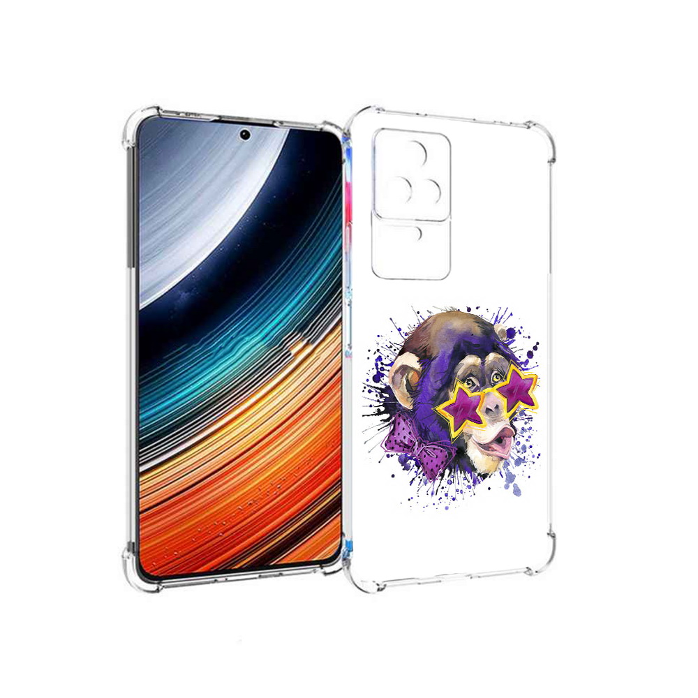 

Чехол MyPads обезьяна в очках для Xiaomi Redmi K40S/Poco F4, Прозрачный, Tocco
