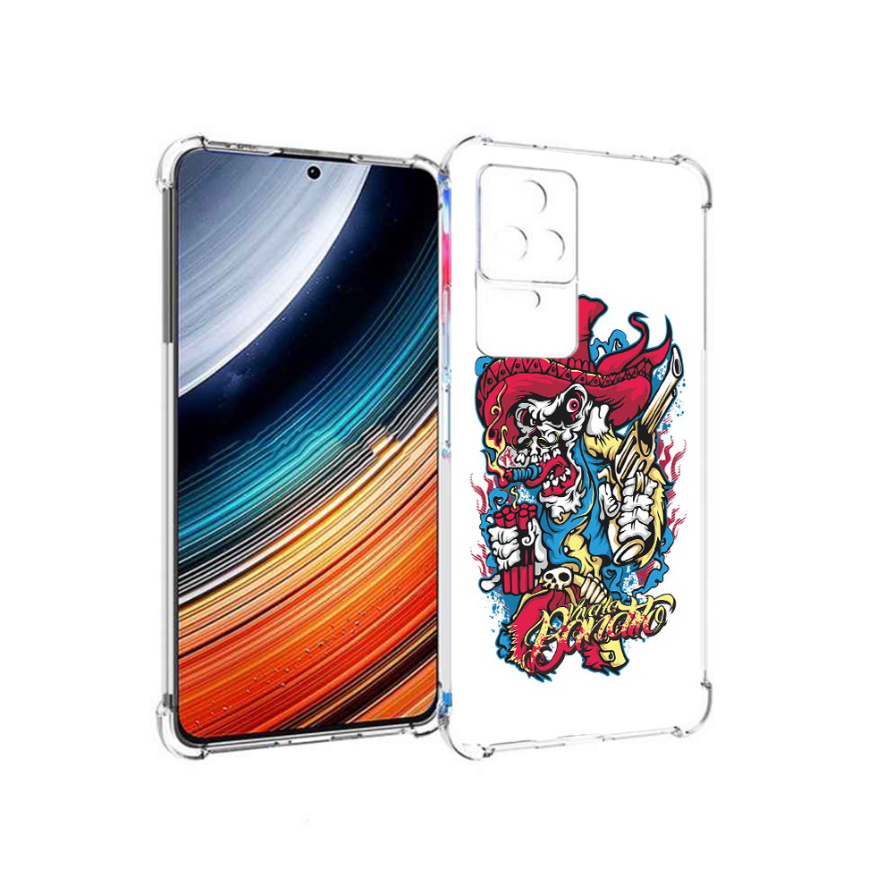 

Чехол MyPads нарисованный скелет с писталетом для Xiaomi Redmi K40S/Poco F4, Прозрачный, Tocco
