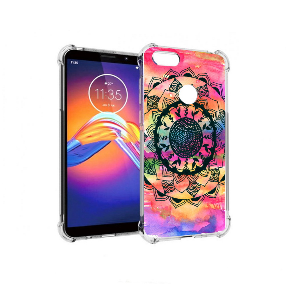

Чехол MyPads Tocco для Motorola Moto E6 яркая абстракция круглый цветок (PT227058.343.704), Прозрачный, Tocco