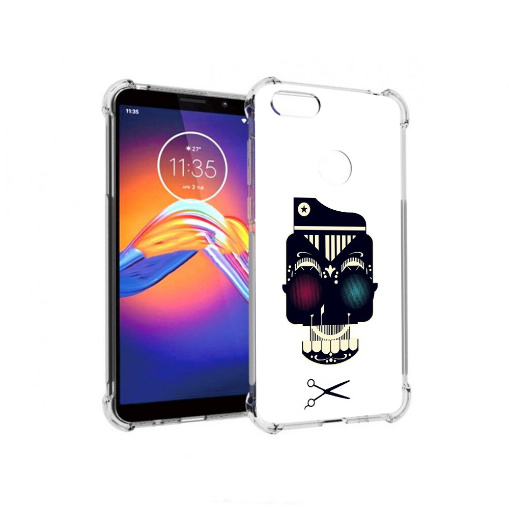 

Чехол MyPads Tocco для Motorola Moto E6 черно белый скелет с яркими глазами, Прозрачный, Tocco