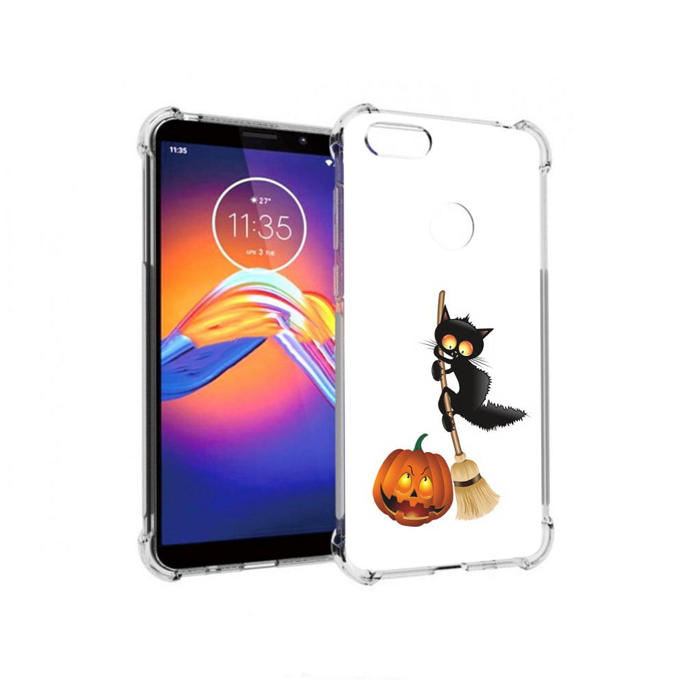 

Чехол MyPads Tocco для Motorola Moto E6 хэлуинский котик (PT227058.343.667), Прозрачный, Tocco