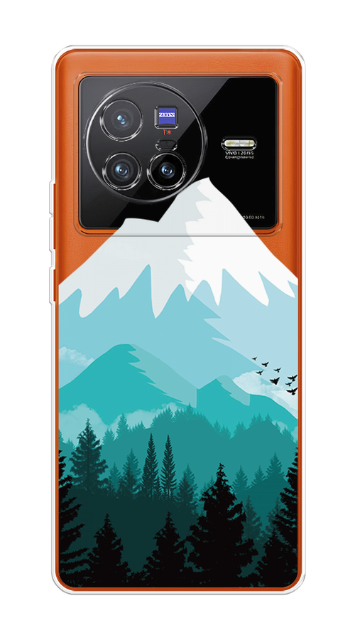 

Чехол на Vivo X80 "Синяя снежная гора", Белый;голубой, 266550-2