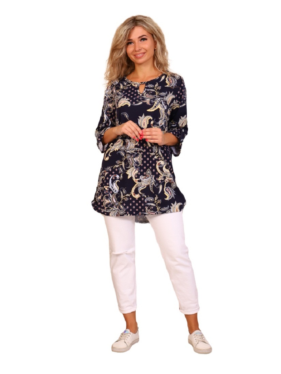

Блуза женская New Life jersey 102-090 синяя 54 RU, 102-090