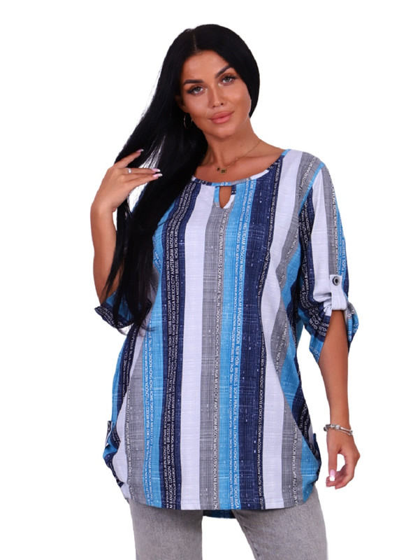 

Рубашка женская New Life jersey 102Т-110-4 бирюзовая 54 RU, 102Т-110-4