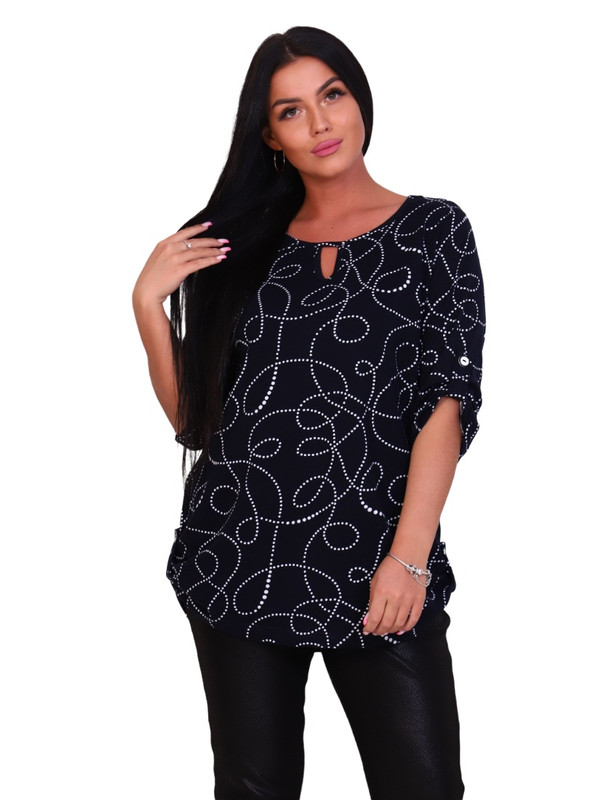 

Блуза женская New Life jersey 102-129 синяя 62 RU, 102-129