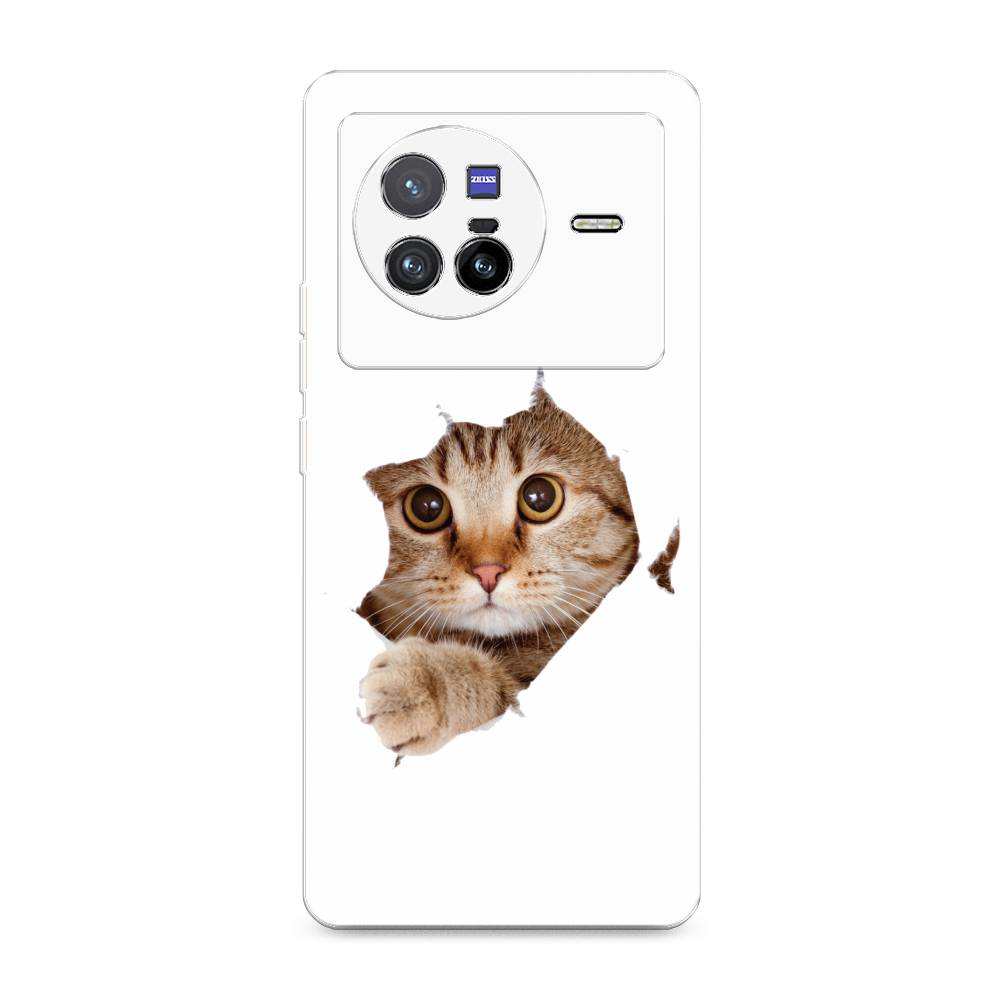 

Чехол на Vivo X80 "Кот и бумага", Белый;коричневый, 266550-1