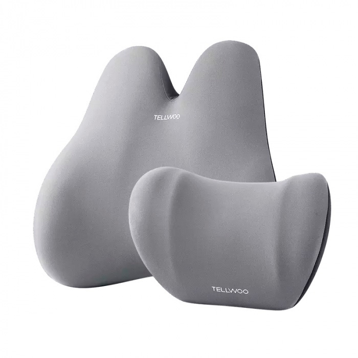 Комплект ортопедических подушек Tellwoo Car Headrest Lumbar Support Set Gray