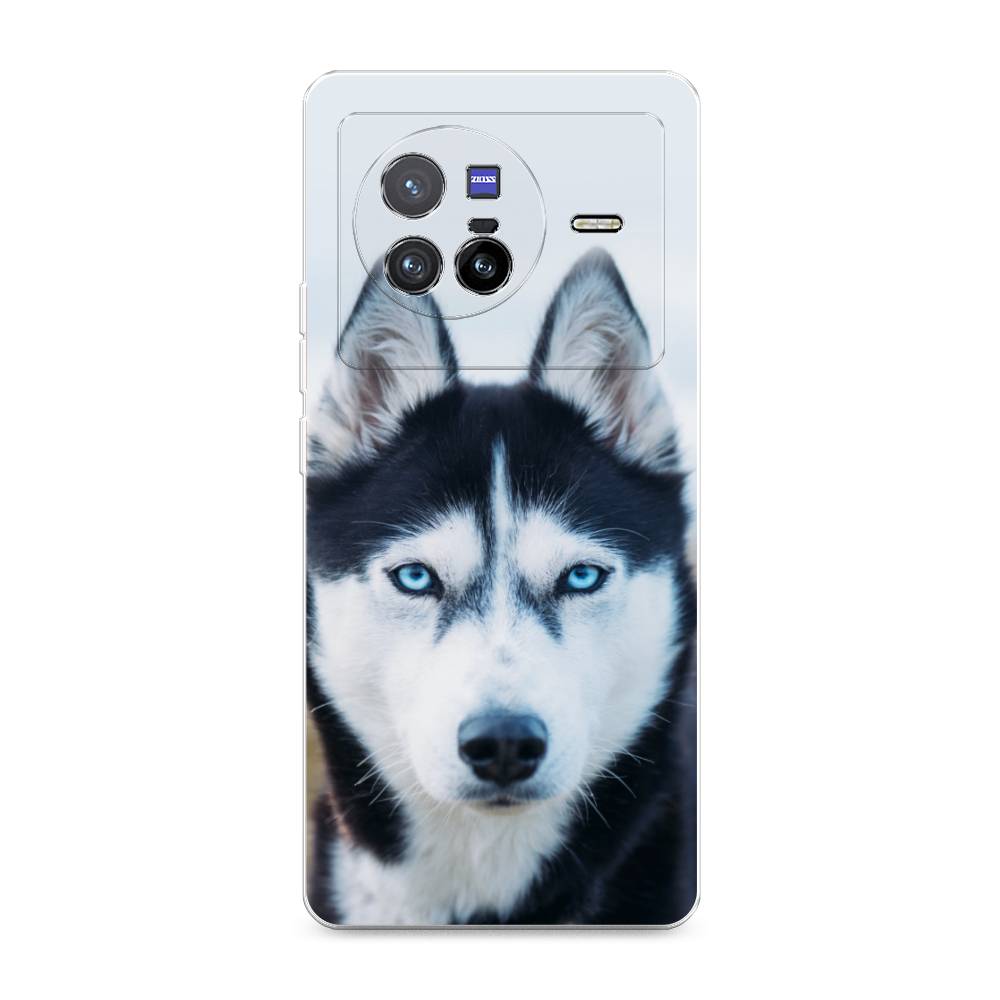 

Чехол на Vivo X80 "Хаски 2", Синий;белый, 266550-1